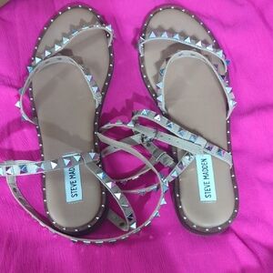 Steve Madden Beige Studded Sandals
